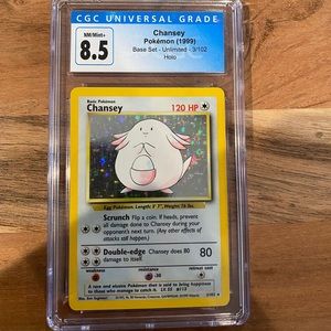 CHANSEY Base set holo 1999 3/102 graded 8.5 by cgc